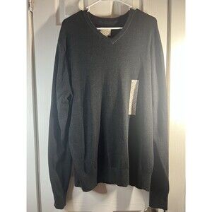 NWT St. John's Bay Men’s Large Charcoal Heather V-Neck Sweater Long Sleeve